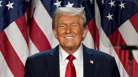 Republican presidential nominee former President Donald Trump is pictured at an election night watch party, Wednesday, Nov. 6, 2024, in West Palm Beach, Florida.