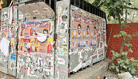 Campaign posters across the DU campus