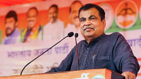 Union Minister Nitin Gadkari addresses a public meeting in support of BJP candidate from Hinganghat constituency,  Samir Trimbakrao Kunawar ahead of the Maharashtra Assembly elections, in Wardha district of Maharashtra.