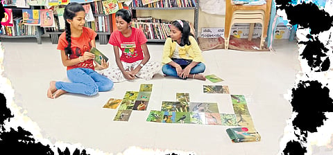 Children take part in Arivu Kendra’s  bird session, in Udupi district