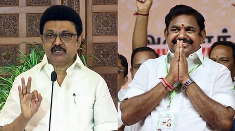 (L-R) A collage of Tamil Nadu Chief Minister MK Stalin and AIADMK General Secretary Edappadi K Palaniswami.