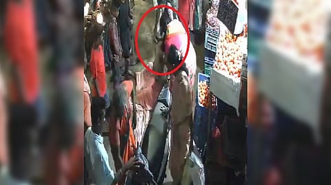 Screengrab of video showing the woman manhandling her mother