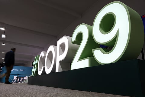 Sign of the COP29 UN Climate Summit in Baku, Azerbaijan.