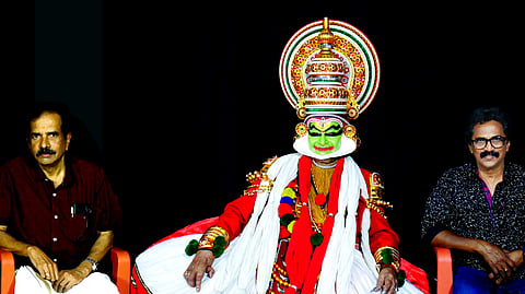 Gopi Ashan with Mopasang Vallath (right) and Rajasekhar P Vaikom during the project