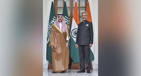 New Delhi: External Affairs Minister S. Jaishankar and Minister of Foreign Affairs of Saudi Arabia Faisal bin Farhan Al Saud during a meeting, in New Delhi, Wednesday, Nov. 13, 2024. 