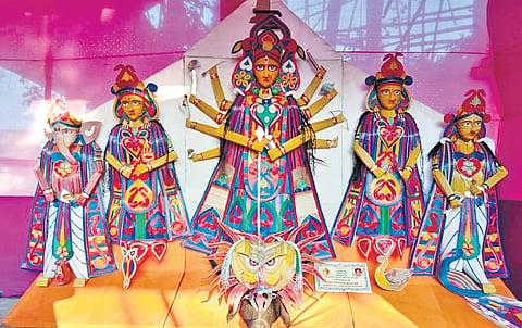 Sanjib Basak combines creativity and environmental sensitivity to create stunning sculptures of goddess Durga