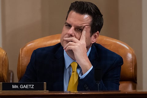 Representative Matt Gaetz, Republican of Florida, attends a House Judiciary Committee hearing on the impeachment of US President Donald Trump on Capitol Hill in Washington, DC, December 4, 2019. 