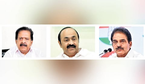 Congress leaders Ramesh Chennithala, VD Satheesan and KC Venugopal