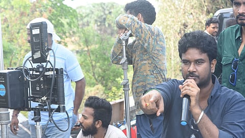Selvah Kumar Thirumaaran on the sets of 'Family Padam'