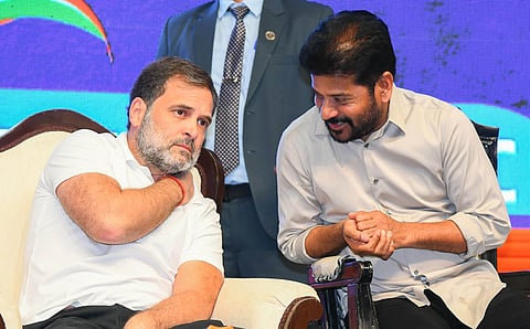 Chief Minister A Revanth Reddy along with Leader of Opposition Rahul Gandhi