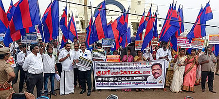 Dalit Rights Protection Movement members started marching towards Chennai from Kanniyakumari
