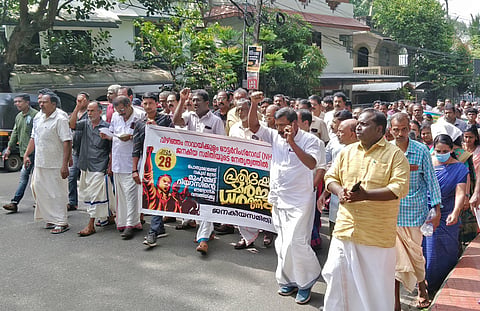 The protest march led by Janakeeyasamith against the Vizhinjam and Navaikulam Outer Ring Road project