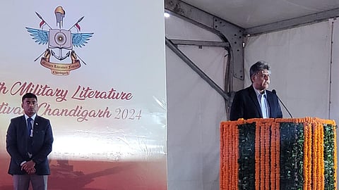 Manish Tewari speaking at the 8th Military Literature Festival.