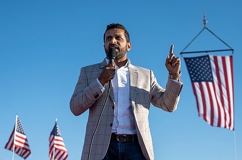 Kash Patel, former chief of staff to Acting Secretary of Defense Christopher Miller, speaks at a rally in Minden, Nev., Oct. 8, 2022. 
