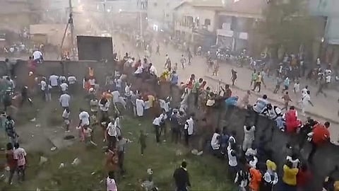 Video screengrab apparently from the scene showed shouting fans protesting the refereeing.