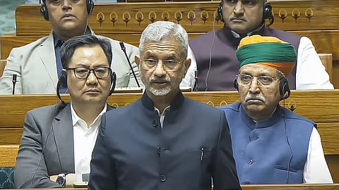 External Affairs Minister S. Jaishankar speaks in the Lok Sabha during the Winter session of Parliament, in New Delhi.