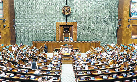 Members in the Lok Sabha during the winter session in New Delhi.