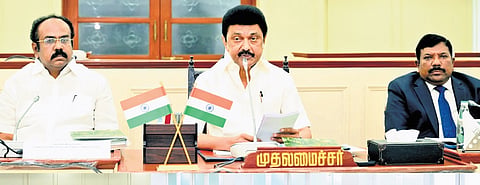 CM MK Stalin at the meeting of TN Governing Council on Climate Change