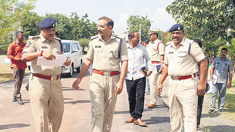 Bapatla SP Tushar Dudi inspecting arrangements for the CM’s visit 