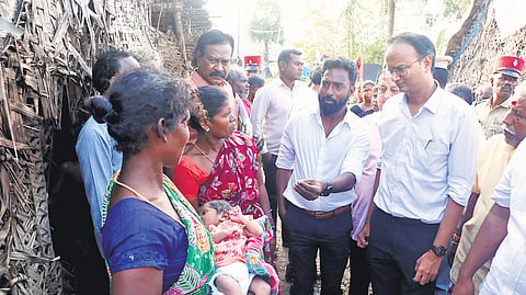 The team interacting with affected people in Puducherry on Sunday.