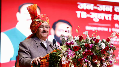 Union Health Minister JP Nadda speaks at the launch of intensified 100-Day TB Elimination Campaign at Panchkula in Haryana on Saturday