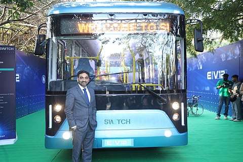 Mahesh Babu, Chief Executive Officer, of SWITCH Mobility with the unveiled  SWITCH EiV12