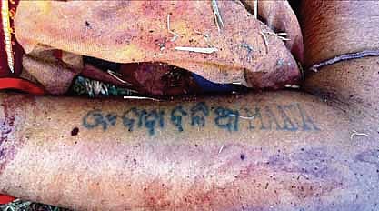 Tattoos on deceased woman’s hand  