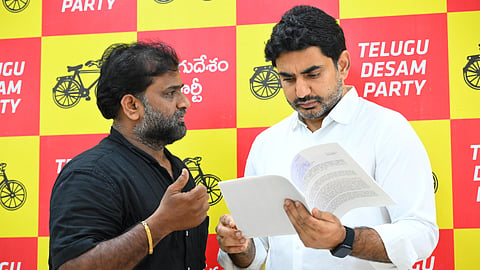 Kalingiri Santhi’s husband Madan Mohan met Minister Lokesh at Praja Darbar and sought justice.