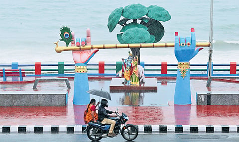 Under the influence of a low-pressure area in the Bay of Bengal, heavy rain lashed Visakhapatnam on Friday 