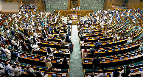 View of the Lok Sabha during the Winter session of Parliament, in New Delhi, Friday, Dec. 20, 2024.
