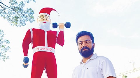 Bastin Babu, councillor of 10th ward and creator of Gymnastic Santa  at Fort Kochi