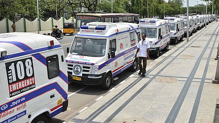 A fleet of 108 ambulance