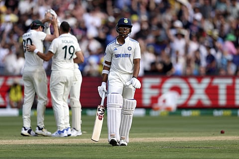 Yashasvi Jaiswal looked dejected while walking back following his run out on day 2 at the MCG (Photo | AFP)