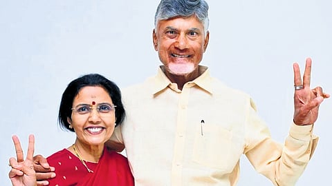 Chief Minister N Chandrababu  and his wife.