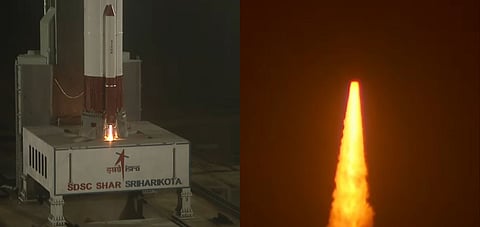 ISRO's PSLV-C60 rocket carrying two spacecraft lifts off from the spaceport in Sriharikota.