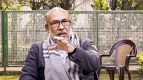 Manipur Chief Minister N. Biren Singh addresses a press conference on Tuesday, Dec. 31, 2024.