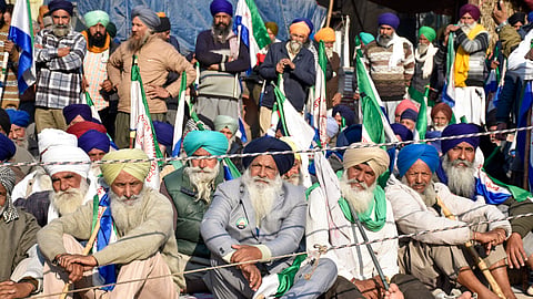 Image of Farmers protesting at Shambhu border used for representative purpose.
