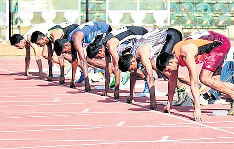 Athletes set for a race 
