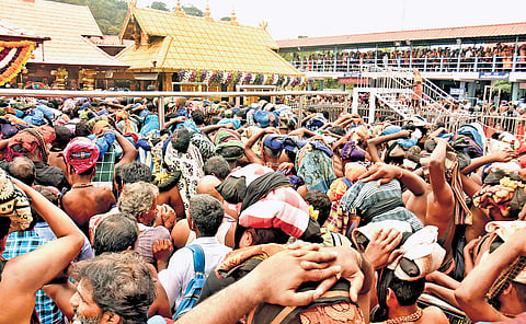 Devotees at the Sabarimala Lord Ayyappa temple.