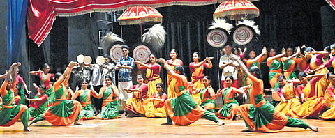 Students rehearse a dance recital for the inaugural ceremony of the State School Arts Festival 