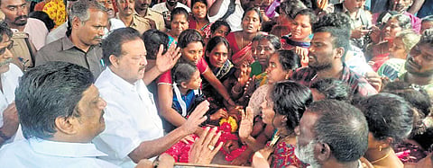 Minister K Ponmudy handed over a cheque worth Rs 3 lakh to the girl’s mother, Sivasankari, on Saturday 