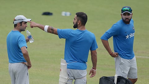 (From left) India head coach Gautam Gambhir, Virat Kohli and Rohit Sharma 
