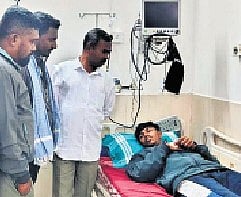 Deepu undergoing treatment at a government hospital in Gubbi town of Tumakuru district.