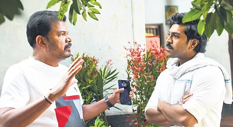 Shankar with Ram Charan on the set of 'Game Changer'