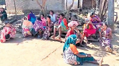 Villagers gathered at the spot after the incident 
