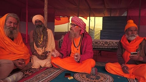 Baba Mokshpuri on the banks of Sangam.