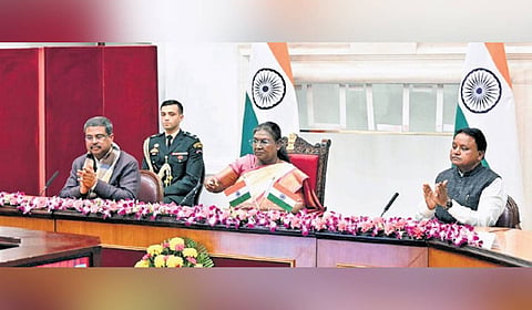 President Droupadi Murmu launching the initiatives from Rashtrapati Bhawan