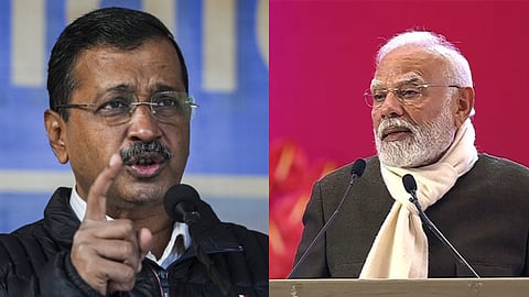 AAP chief Arvind Kejriwal  (L), Prime Minister Narendra Modi ( R)