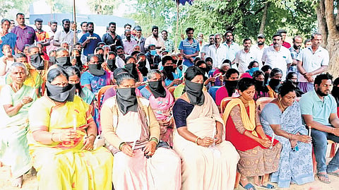 Kin of man who died by suicide, staged a protest near Krishnagiri; (inset) M Venkatesh 