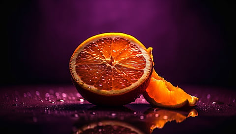 Fresh citrus slice in water for refreshment generated by artificial intelligence.